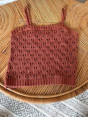 525 Crochet Burnt Rose Color Tank Top